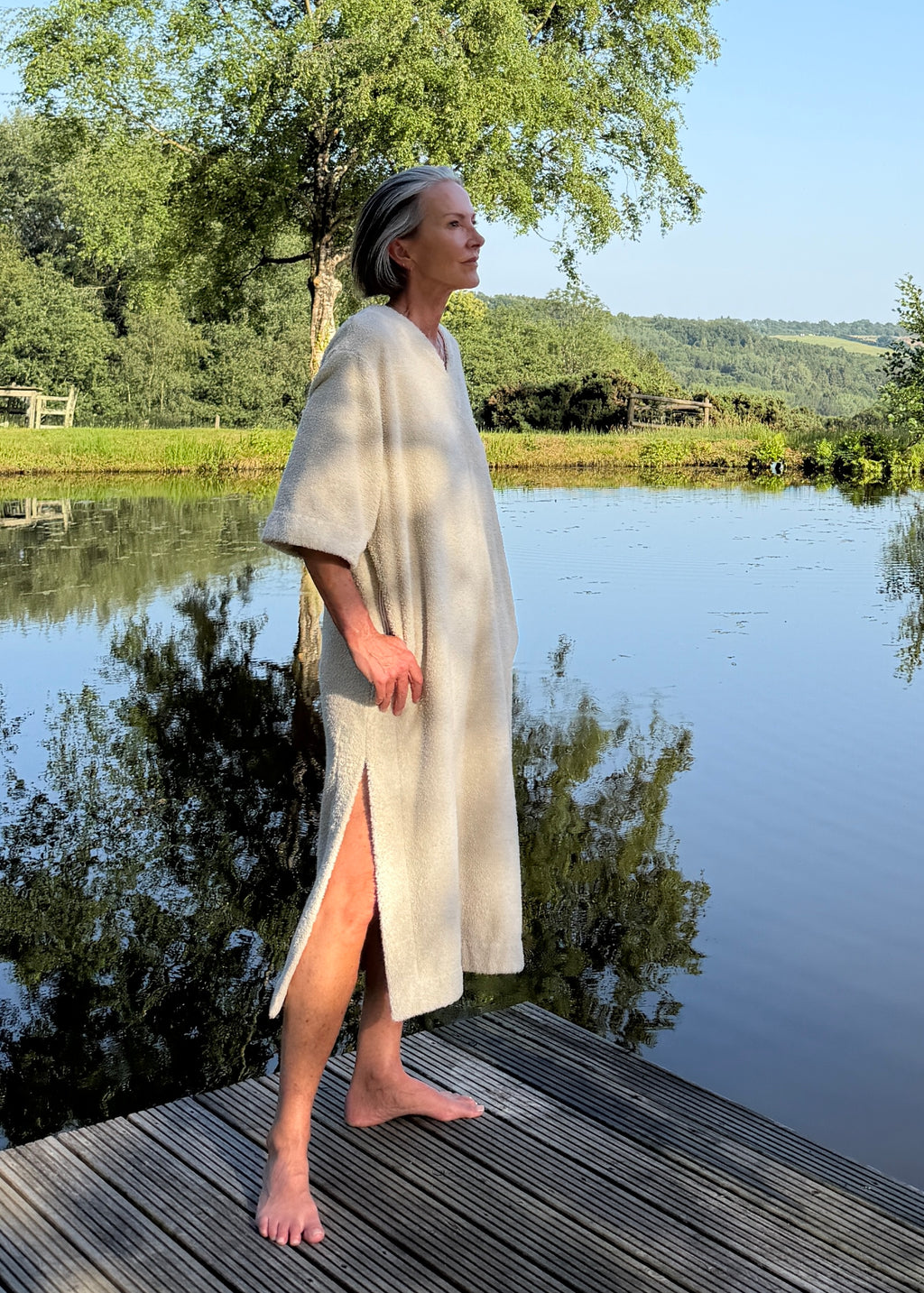 Molly 3/4 Sleeve Midi Kaftan - Sand - Organic Cotton Towelling